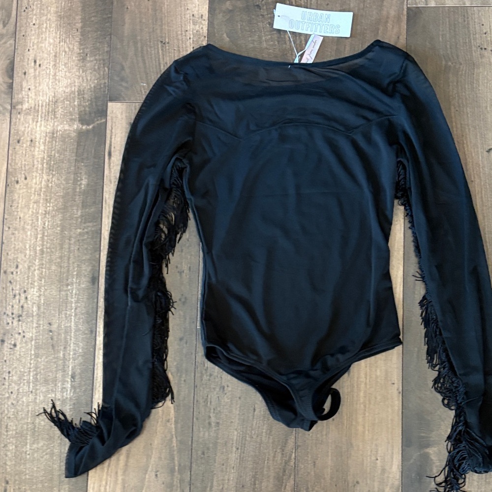 Urban Outfitters Black Long Sleeve Fringe Bodysuit - Picture 4 of 4